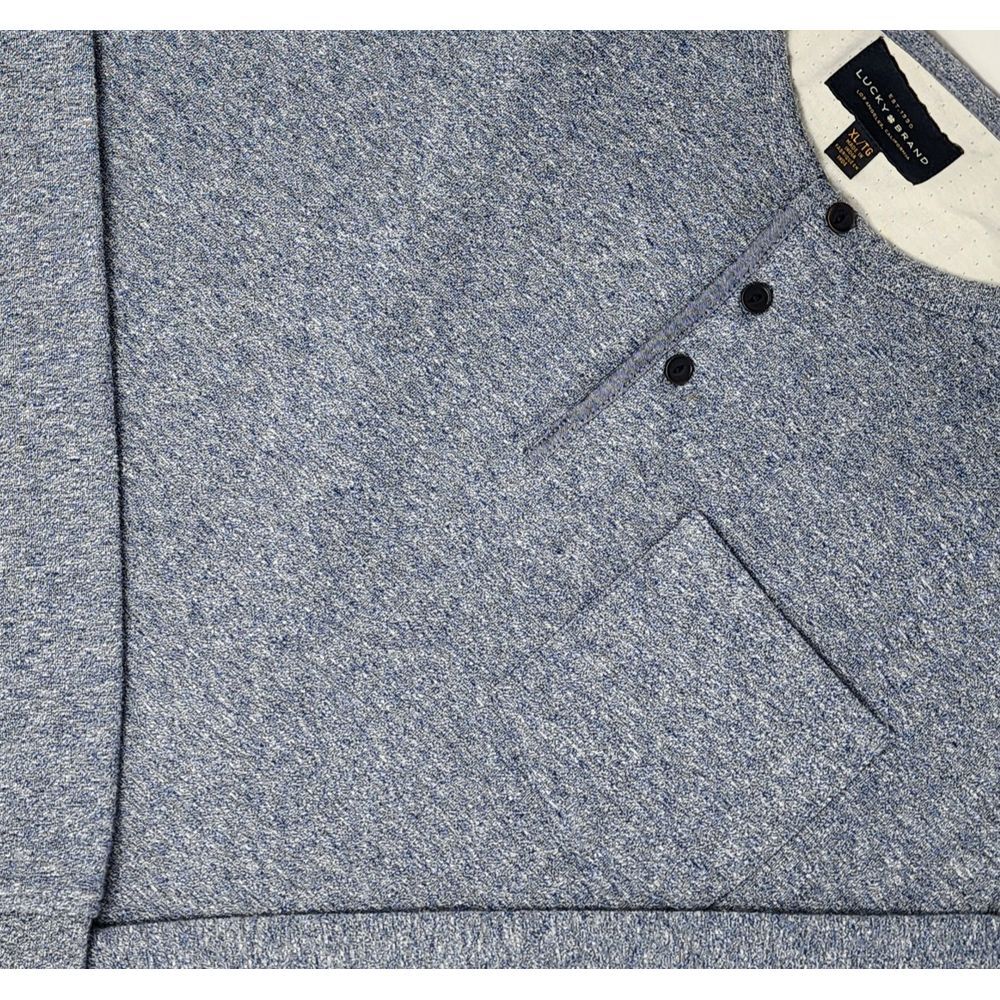 Lucky Brand Jaspe Henley Shirt‎ Long Sleeve Soft Men's XL Blue Heathered EUC